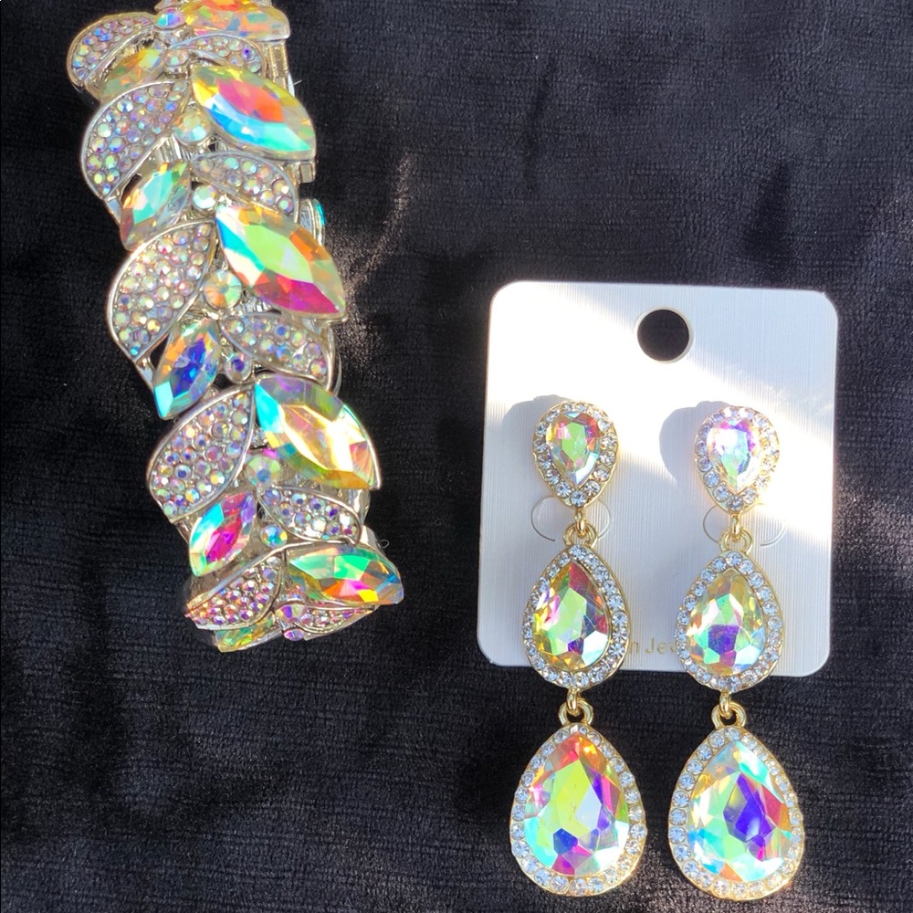 Matching bracelet and earring set.